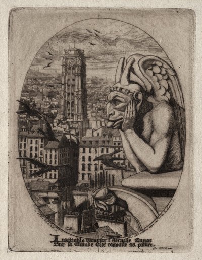 Incisioni di Parigi: Il Gargoyle da Charles Meryon