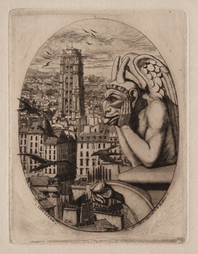 Incisioni di Parigi: La Gargoyle da Charles Meryon