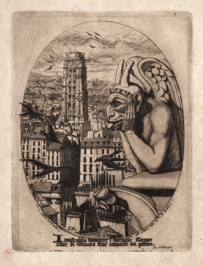 Incisioni di Parigi: Il Gargoyle da Charles Meryon