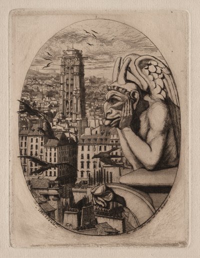 Incisioni di Parigi: Il Gargoyle, 1853 da Charles Meryon
