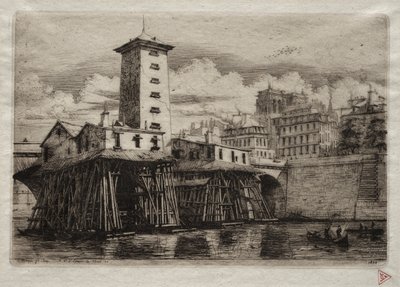 Incisioni di Parigi: La pompa di Notre Dame, 1852 da Charles Meryon