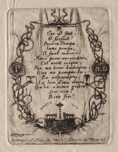 Incisioni di Parigi: La Pompa di Notre Dame, Piccola Lastra da Charles Meryon