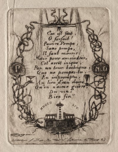 Incisioni di Parigi: La pompa di Notre Dame, piccola lastra, 1854 da Charles Meryon
