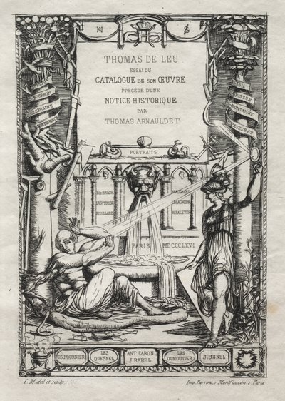 Frontespizio per un catalogo delle incisioni di Thomas de Leu da Charles Meryon