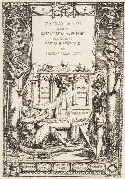 Frontespizio per il catalogo delle opere di Thomas De Leu, 1866 da Charles Meryon