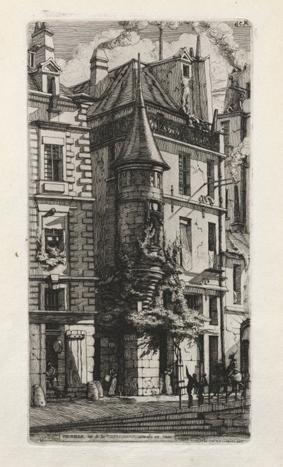 Casa con una torretta, rue de la Tixeranderie, Parigi, 1852 da Charles Meryon