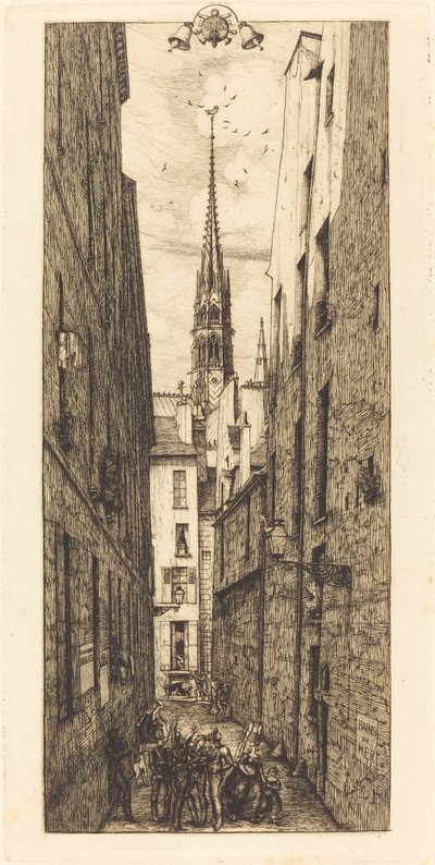 La Rue des Chantres, Parigi da Charles Meryon