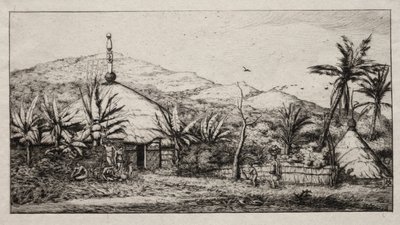 Nuova Caledonia: Grande Capanna Nativa sulla Strada da Balade a Puebo, 1845 da Charles Meryon