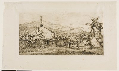 Nuova Caledonia: Grande capanna nativa sulla strada da Balade a Puépo, 1845 da Charles Meryon