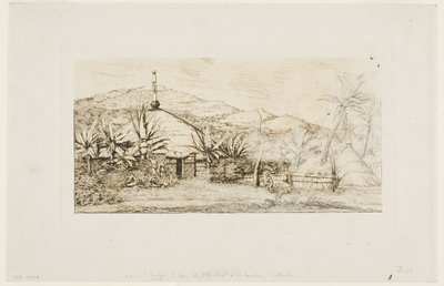 Nuova Caledonia: Grande capanna nativa sulla strada da Balade a Puépo, 1845 da Charles Meryon