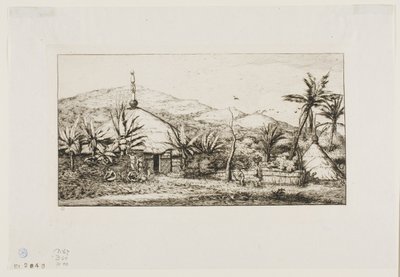 Nuova Caledonia: Grande capanna nativa sulla strada da Balade a Puépo, 1845 da Charles Meryon