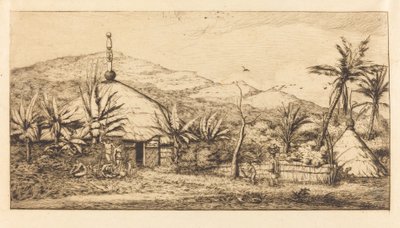 Nuova Caledonia: Grande Capanna Indigena sulla Strada da Balade a Puebo, 1845 da Charles Meryon