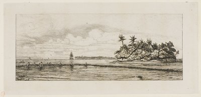 Oceania: Pesca, vicino a isole con palme nel gruppo Uea o Wallis, 1845 da Charles Meryon