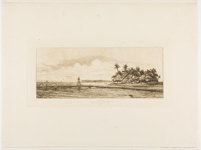 Oceania: Pesca, vicino alle isole con palme del gruppo Uea o Wallis, 1845 da Charles Meryon