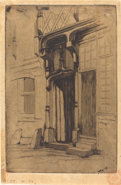 Porta di un antico convento, Rue Mirabeau, a Bourges da Charles Meryon