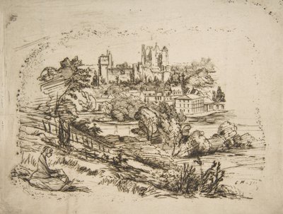Rovine del Castello di Pierrefonds, dopo Viollet-le-Du..., 1858 da Charles Meryon