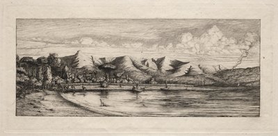 Pesca con la Rete al Largo di Charcoal Burners Point, Akaroa da Charles Meryon