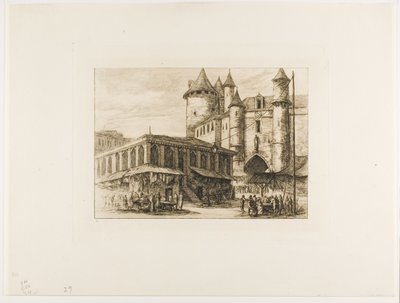Il Grand Châtelet, Parigi, c. 1780, dopo un disegno precedente da Charles Meryon