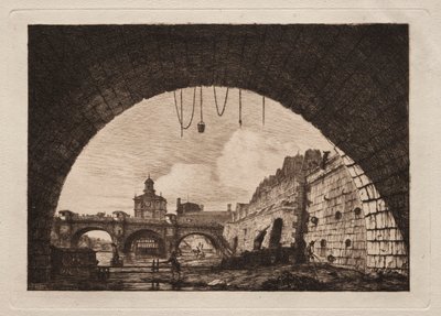 Il nuovo ponte e la Samaritaine visti sotto il primo arco..., 1855 da Charles Meryon