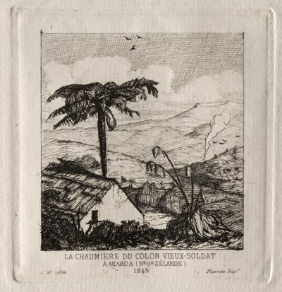 La Capanna del Vecchio Soldato Colono ad Akaroa, 1845 da Charles Meryon