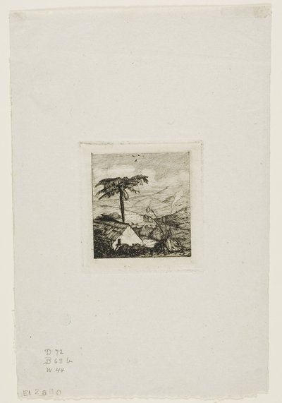 Il cottage di paglia del vecchio soldato, Akaroa, 1845 da Charles Meryon