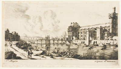Il "Pavillon de Mademoiselle" e parte del Louvre da Charles Meryon