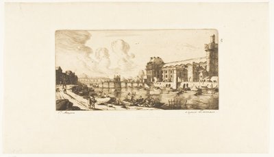 Il "Pavillon de Mademoiselle" e parte del Louvre da Charles Meryon