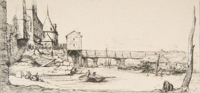 Il ponte temporaneo che sostituisce il Pont-au-Change, Parigi, dopo l