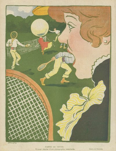 Tennis, strano risultato di una fotografia istantanea, Illustrazione per Le Rire da Charles Meunier