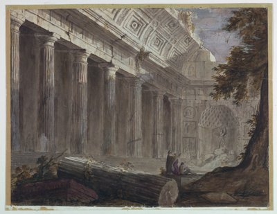 Rovine antiche con figure contemplative da Charles Michel Ange Challe