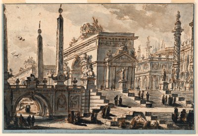 Fantasia architettonica: edifici, monumenti e scale da Charles Michel Ange Challe