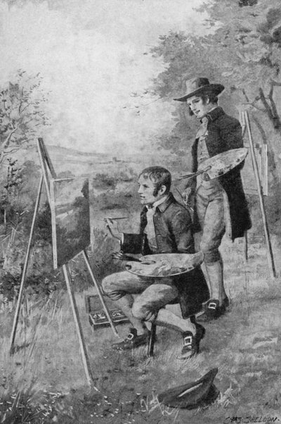 Il villaggio idraulico che aiuta un giovane John Constable a dipingere una scena nel Suffolk da Charles Mills (after) Sheldon