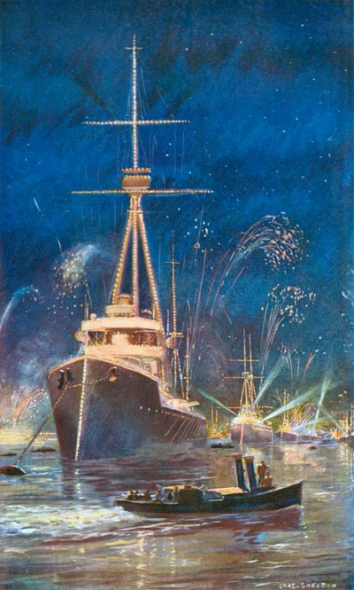 Illuminazione della flotta nel Tamigi, 21 luglio 1909 da Charles Mills Sheldon