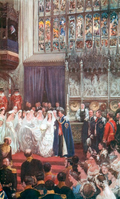 Il matrimonio di Re Edoardo VII e la Regina Alessandra nella Cappella di San Giorgio, Windsor da Charles Mills Sheldon