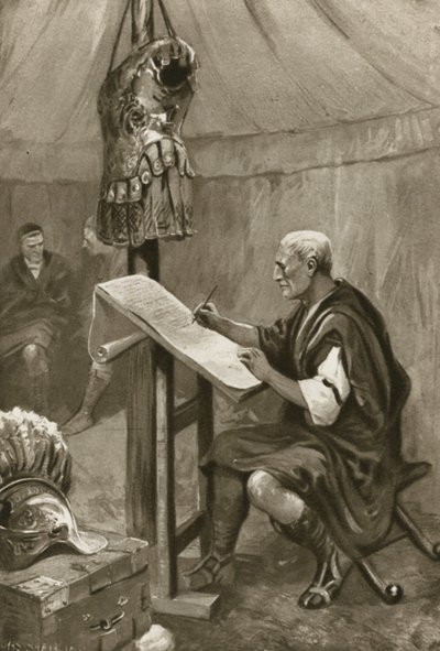 Giulio Cesare scrive una lettera a Roma dalla sua tenda nel Kent da Charles Mills after Sheldon