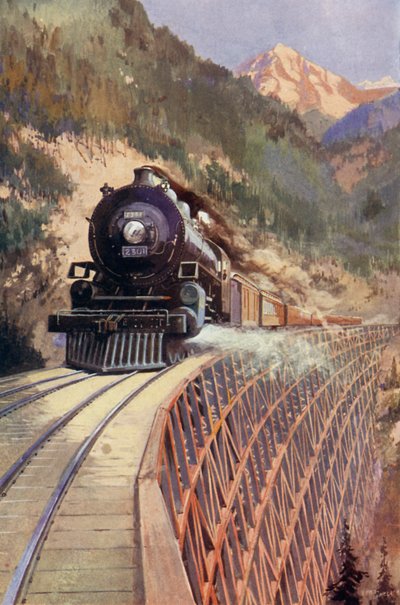 Treno che attraversa il canyon in Nord America da Charles Mills after Sheldon