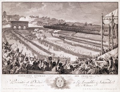 Festa della Federazione, 14 luglio 1790, al Campo di Marte, inciso da Isidore Stanislas Helman da Charles Monnet
