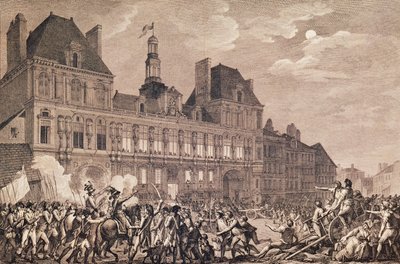 Robespierre, Saint-Just, Couthon e Hanriot che si rifugiano nell
