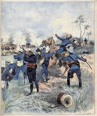 Comandante Faurax morto nella battaglia di Dogba il 19 settembre 1892 in Dahomey (ora Benin) dopo l
