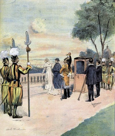Papa Leone XIII nei Giardini Vaticani nel 1893 disegno di Mr. CH Morel da Charles Morel