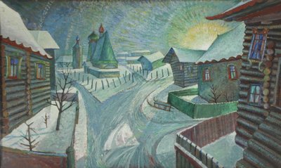 Un villaggio russo (olio su tela) da Charles Murray