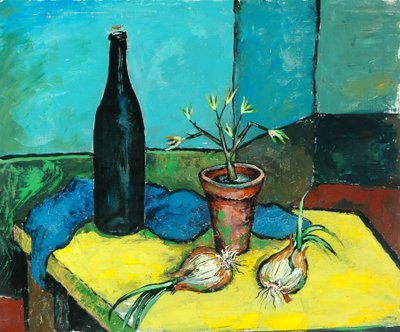 Bottiglia nera e cipolle (olio su tela) da Charles Murray