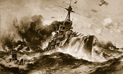 Lo squadrone da battaglia britannico a tutta velocità in mare aperto (litografia) da Charles Murray Padday