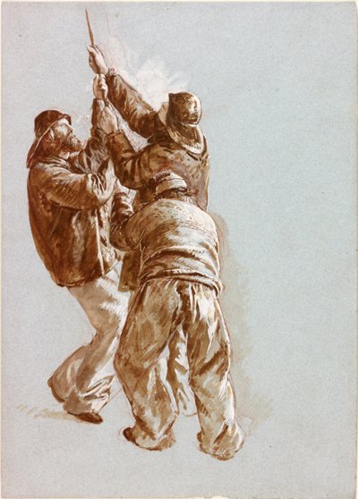Pescatori che tirano una corda da Charles Napier Hemy