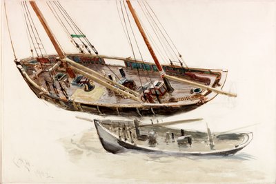 Due studi di un peschereccio da Charles Napier Hemy