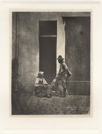 Planche IV – Pifferaro in Piedi e Contadina Italiana Seduta, nel Cortile del 21 Quai Bourbon da Charles Nègre, André Jammes