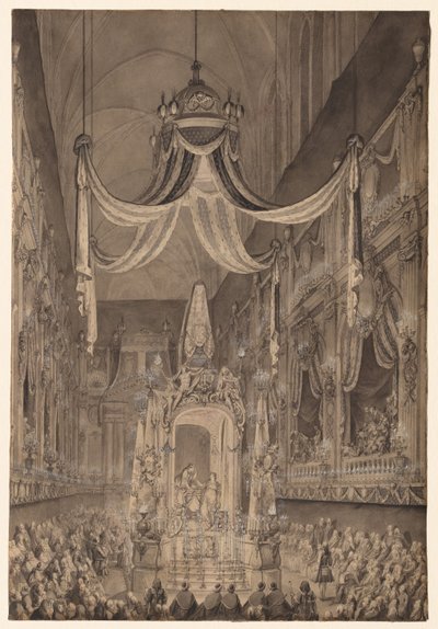 Funerale di Maria Teresa di Spagna, Delfina di Francia, nella chiesa di Notre Dame, Parigi, il 24 novembre 1746 da Charles Nicolas Cochin