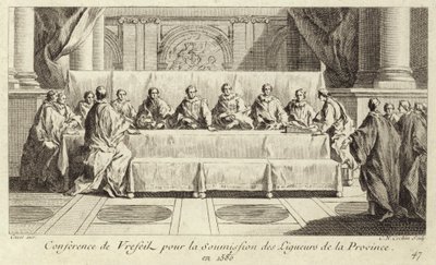Conferenza per la sottomissione dei membri della Lega Cattolica in Linguadoca da Charles Nicolas II Cochin