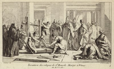 Scoperta delle reliquie di San Baudile, martirizzato a Nîmes nel 250 da Charles Nicolas II Cochin