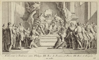Incontro a Tolosa tra il re Filippo III di Francia e il re Pietro III di Aragona da Charles Nicolas II Cochin